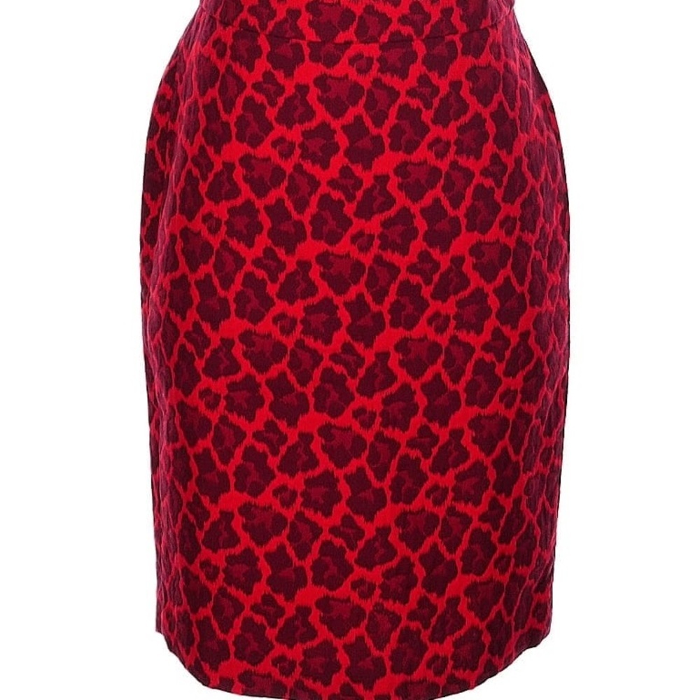 Talbots Red and Black Animal Print Pencil Skirt